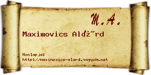 Maximovics Alárd névjegykártya